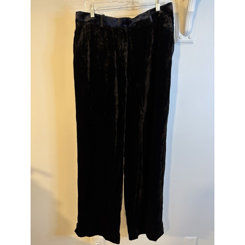 COS Black Velvet Wide Leg Pants 14 Party Holiday